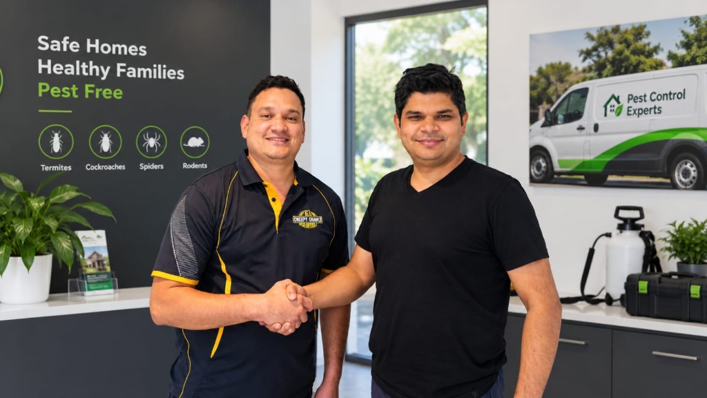 Official Partnership Handshake: Andy Kraus of Creepy Crawly with Kush Bhatia, Founder & CEO of JobGen.AI